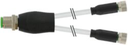 M12 Y-distributor / M8 female 0° PUR 3x0.34 gy UL/CSA+drag chain 4m