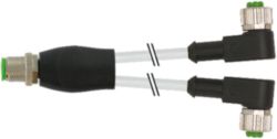 M12 Y-DISTRIBUTOR / M12 FEMALE 90° PUR 3X0.34 GRAY, UL/CSA, drag ch 1m