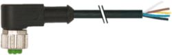 M12 female 90° A-cod. with cable PVC 5x0.34 bk UL/CSA 4m