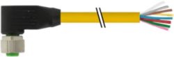 M12 female 90° A-cod. 180° with cable PUR 8x0.25 ye 10.0m