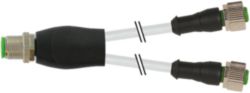 Y-Distributor M12 male / M12 female 0° A-cod. PUR 3x0.34 gy UL/CSA+dra