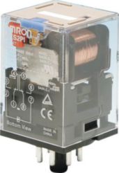 Relay, plug-in, 8-pin, DPDT, 10 A, mech indicator, test button