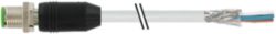 M12 male 0° A-cod. with cable PUR 3x0.34 shielded gy+drag-ch 10m