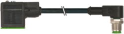 M12 male 90° A-cod. / MSUD valve plug A-18mm PUR 5x0.75 bk 5m