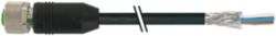 M12 female 0° A-cod. with cable shielded PVC 12x0.14 shielded bk 0.1m