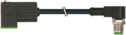 M12 male 90° A-cod. / MSUD valve plug CI-9.4mm PUR 3x0.75 bk UL/CSA+ro