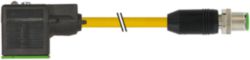 M12 male 0° A-cod. / MSUD valve plug A-18mm PUR 4x0.75 ye UL/CSA+drag