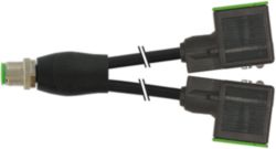 Y-Distributor M12 male / MSUD valve plug A-18mm PUR 3x0.75 bk  0.6m
