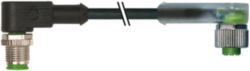 M12 male 90° / M12 female 90° A-cod. LED PUR 5x0.34 bk +drag ch. 1.5m