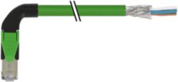 RJ45 male 90° left with cable shielded PUR 1x4xAWG22 gn +torsion 1,5m