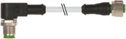 M12 male 90° / M12 female 0° A-cod. PUR 3x0.34 gy UL/CSA+drag ch. 5m