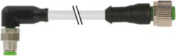 M8 male 90° / M12 female 0° A-cod. PUR 3x0.25 gy UL/CSA+drag ch. 0.6m