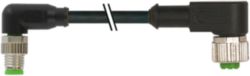 M8 male 90° / M12 female 90° A-cod. PUR 4x0.25 bk UL/CSA+drag ch. 3m