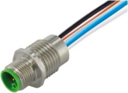 M12 Power male recept. K-cod. front incl. nut PE-X-wires 5x2.5 UL 1m