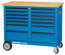 Verrijdbare werkbank, 1,25 m breed, met 14 laden