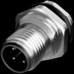 M12 male recept. 0° L-cod. rear 4-pol., PCB-Pin