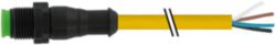 M12 male 0° A-cod. with cable Lite PUR 4x0.34 ye UL/CSA+drag ch. 5m