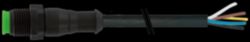 M12 female 0° A-cod. with cable Lite PUR 5x0.34 bk UL/CSA+drag ch. 0.6