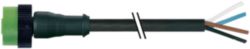 MQ12 female 0° A-cod. with cable PUR 5x0.34 bk UL/CSA+drag ch. 1,85m