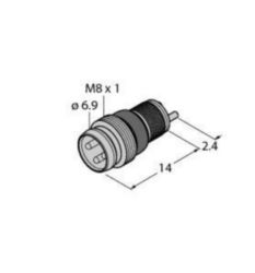 M8 x 1 / Ø 8 mm connector, Inbouwstekker Ø 8 mm / M8x1, schroef-/klikb