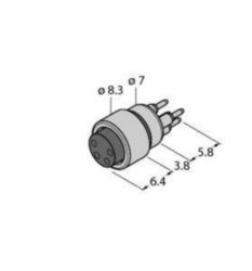 M8 x 1 / Ø 8 mm connector, flenscontraconnector Ø 8mm, met printcontac