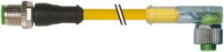 M12 male 0° / M12 female 90° A-cod. LED PUR 4x0.34 bk  0.3m