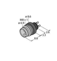 M8 x 1 / Ø 8 mm connector, Inbouwstekker Ø 8 mm / M8x1, schroef-/klikb