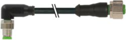 M8 male 90° / M12 female 0° A-cod. PUR 3x0.25 bk +robot+drag ch. 0.3m