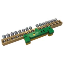 Earthing and Neutral Busbar with Green/Yellow DIN Rail Clip, 15 Connec