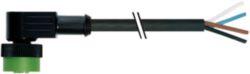 MQ12 female 90° A-cod. with cable PUR 4x0.34 bk UL/CSA+drag ch. 0.1m