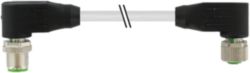 M12 male 90° / M12 female 90° A-cod. PUR 2x1.5 gy UL/CSA+drag ch. 3m