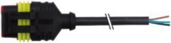 Valve plug SuperSeal female 3-pol. with cable PUR 3x0.75 bk 4.5m