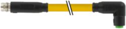 M8 male 0°/M8 fem. 90° A-cod. snap-in PUR 3x0.25 ye+robot+dragch. 1.5m