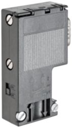 SIMATIC DP, Anschlussstecker für PROFIBUS bis 12 MBit/s 90° Kabelabgang, 15,8x 64x 35,6mm (BxHxT), Abschlusswiderstand mit Trennfunktion, ohne PG-Buch