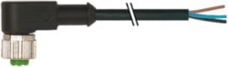 M12 Power female 90° T-cod. with cable PUR 4x2.5 bk +drag ch. 10m