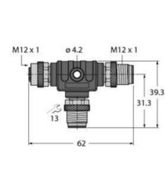 2-weg splitter, Profibus-T-stuk, volledig afgeschermd, 12 MBit/s