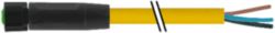 M8 female 0° A-cod. with cable Lite PUR 3x0.25 ye +robot+drag ch. 5m