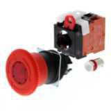 Emergency stop switch, 110 VAC illuminated, 40mm dia, push-lock/turn-r
