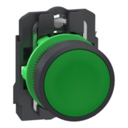 Drukknop, Harmony XB5, grijs Plastic, Vlak, groen, 22mm, veerretour, o