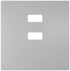 DELTA style cover plate for double USB charger vertical, platinum metallic