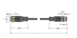 Actuator- en sensorkabel / PUR, Verlengkabel
