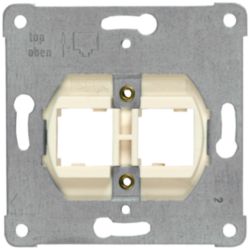 Support plate for modular jacks for mounting up to 2 connectors, white insert