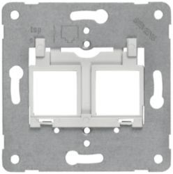 Support plate for modular jacks for mounting up to 2 connectors, gray insert