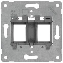 Support plate for modular jacks for mounting up to 2 connectors, silver insert