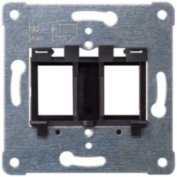 Support plate for modular jacks for mounting up to 2 connectors, black insert