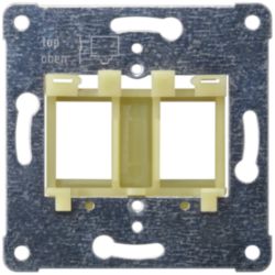 Support plate for modular jacks for mounting up to 2 connectors, yellow insert