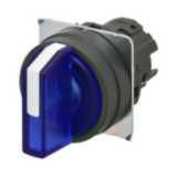Selector A22NZ Ø22, 3 position, Lighted, bezel PLASTIC, AUTO RESET ON L/R, COLOR BLUE