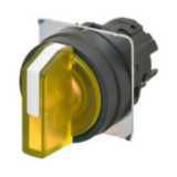 Selector A22NZ Ø22, 3 position, Lighted, bezel PLASTIC, AUTO RESET ON L/R, COLOR YELLOW