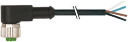M12 female 90° A-cod. with cable PUR 4x0.34 bk UL/CSA+drag ch. 0.3m