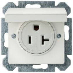 DELTA i-system NEMA socket outlet with spring flap titanium white 2-po